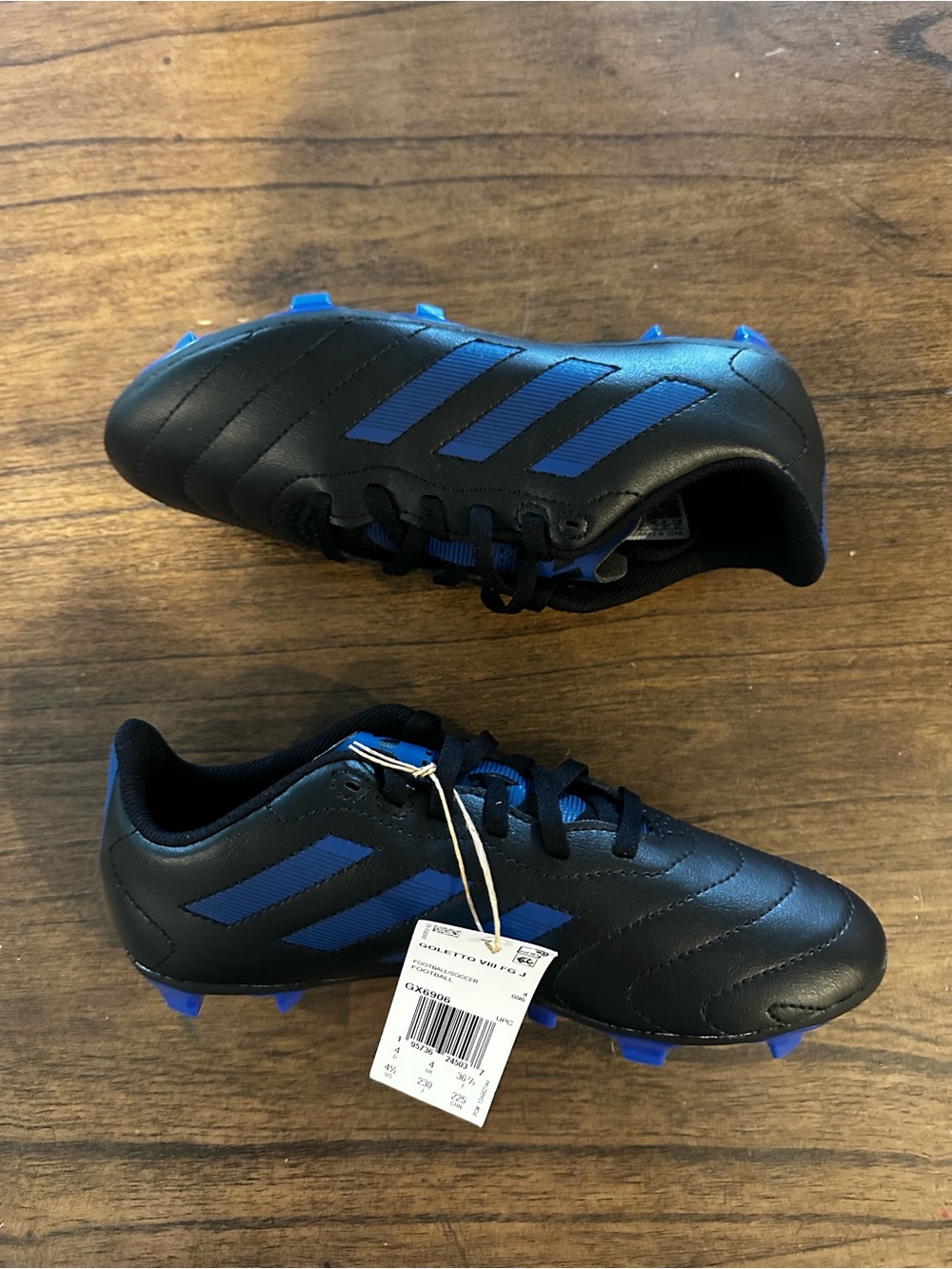 adidas Goletto VIII FG J Youth Soccer Cleats US 4.5 Black Blue NWT GX6906